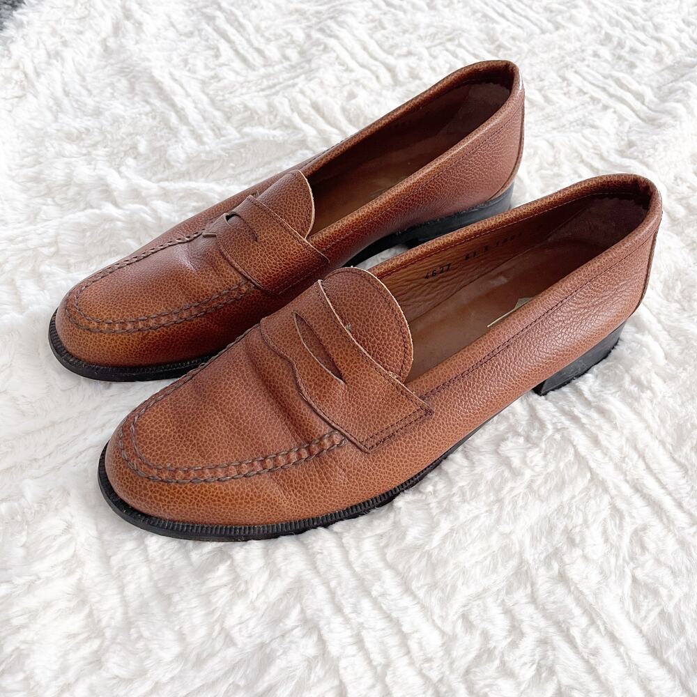 Lottusse Liberty Brown Pebbled Leather Penny Loafer
